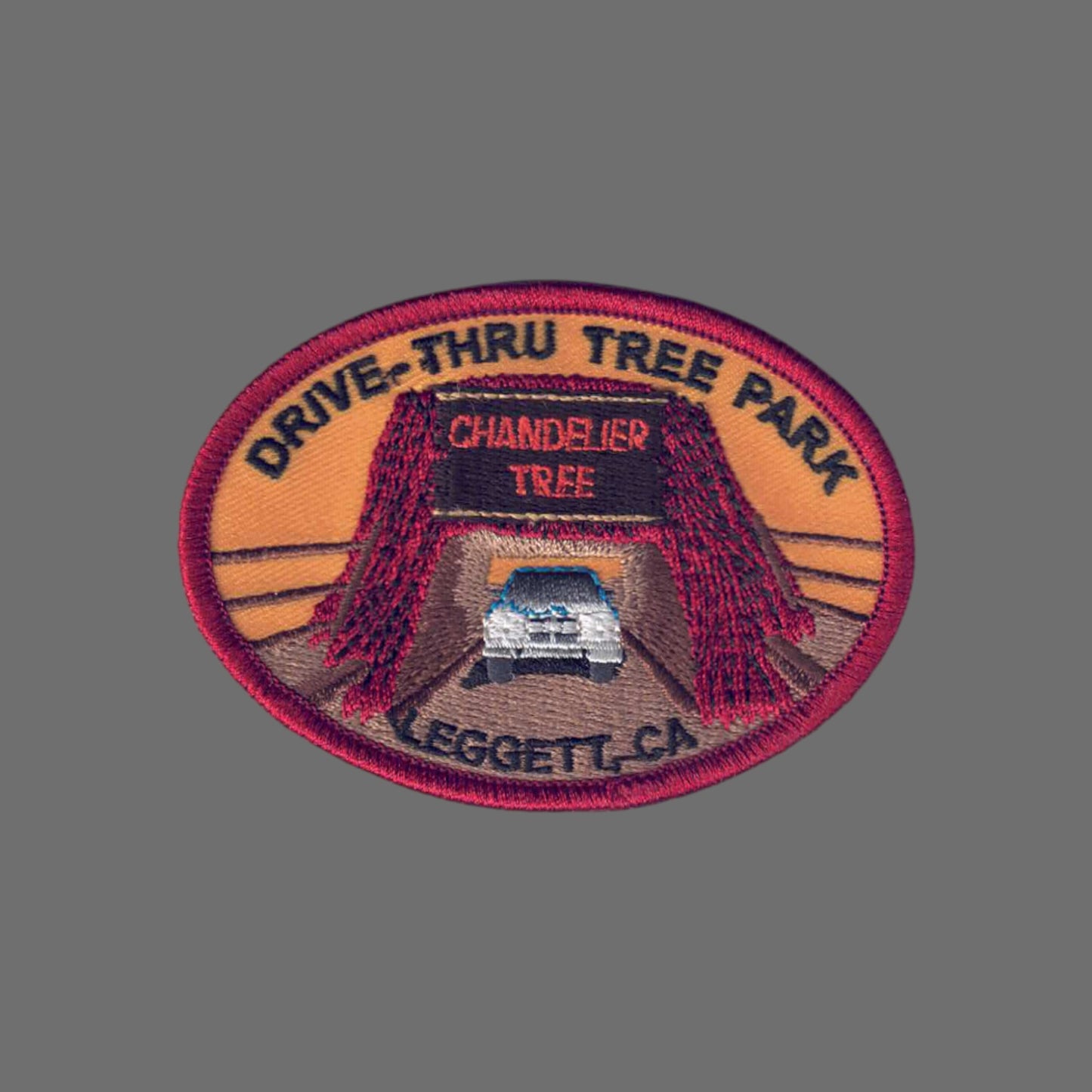 Drive Thru Tree Patch Oval Red Border 0-0851