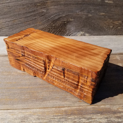 Handmade Wood Box with Redwood Tree Engraved Rustic Handmade Curly Wood #584 California Redwood Jewelry Box Storage Box