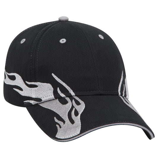 Gray Side Flames Black Hat or Cap - 0130-58/01