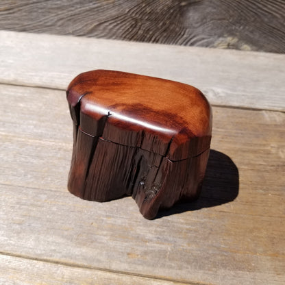 Wood Ring Box Redwood Rustic Handmade California Storage Live Edge Mini #619 Birthday Gift Christmas Gift Mother's Day Gift