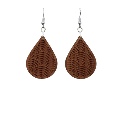 Wholesale Wood Earrings - Engraved Teardrop Wood Earrings - Dangle Earrings - Souvenir Keepsake