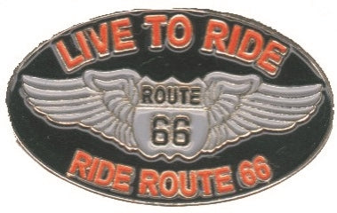 LIVE TO RIDE, RIDE ROUTE 66 hat pin.