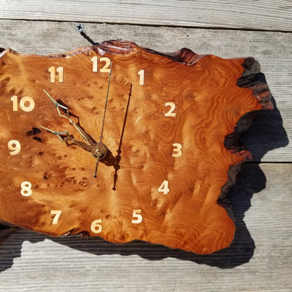 Wood Wall Clock Redwood Clock Handmade Wall Hanging Rustic Wedding Gift Burl Live Edge #553 Anniversary Small