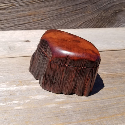 Wood Ring Box Redwood Rustic Handmade California Storage Live Edge Mini #636 Birthday Gift Christmas Gift Mother's Day Gift