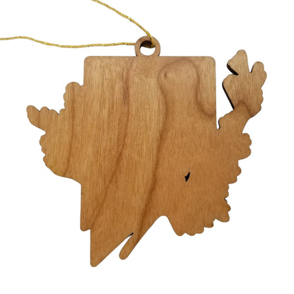 Nevada Wood Ornament -  NV State Shape with State Flowers Big Sagebrush - Handmade Wood Ornament Made in USA Christmas Decor