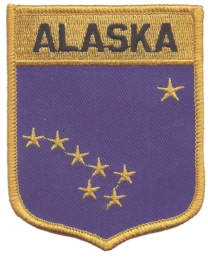 ALASKA large flag shield uniform or souvenir embroidered patch, AK