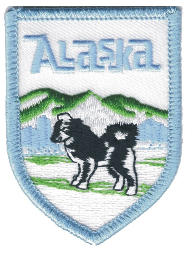 Alaska husky shield souvenir embroidered patch, AK