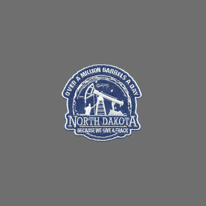 North Dakota Patch Oil Drill Because We Give a Frack Iron On ND Souvenir 3"