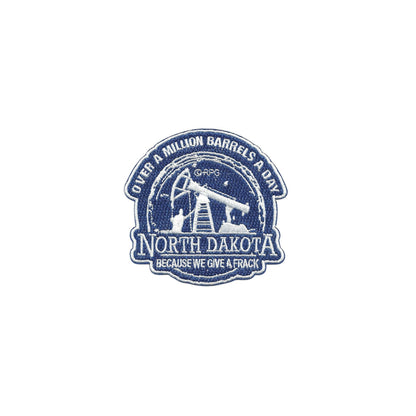 North Dakota Patch Oil Drill Because We Give a Frack Iron On ND Souvenir 3"