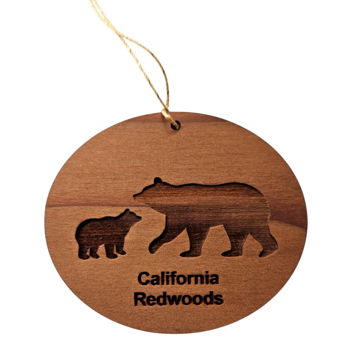 Bear and Cub Christmas Ornament California Redwoods Wood Souvenir - 1064