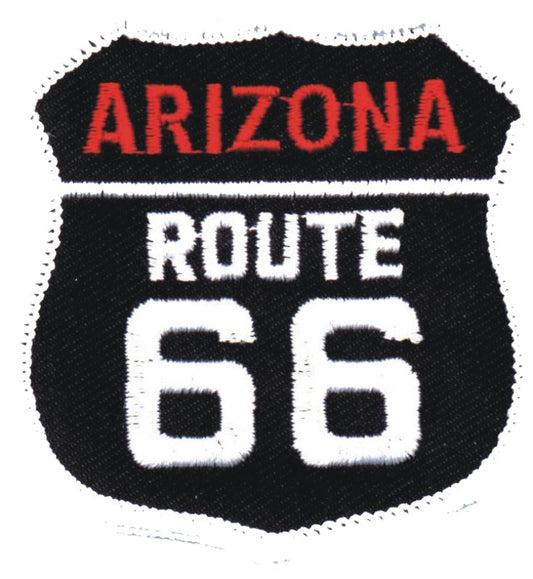 ARIZONA ROUTE 66 on black twill souvenir embroidered patch, AZ, ARIZ