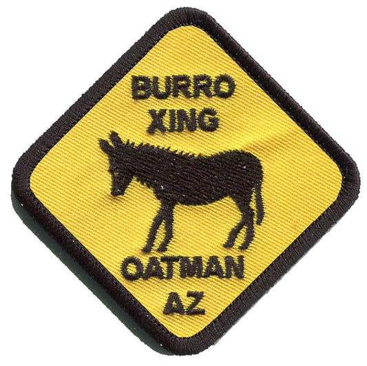 BURRO XING OATMAN AZ - Oatman Burro Xing highway sign. embroidered patch