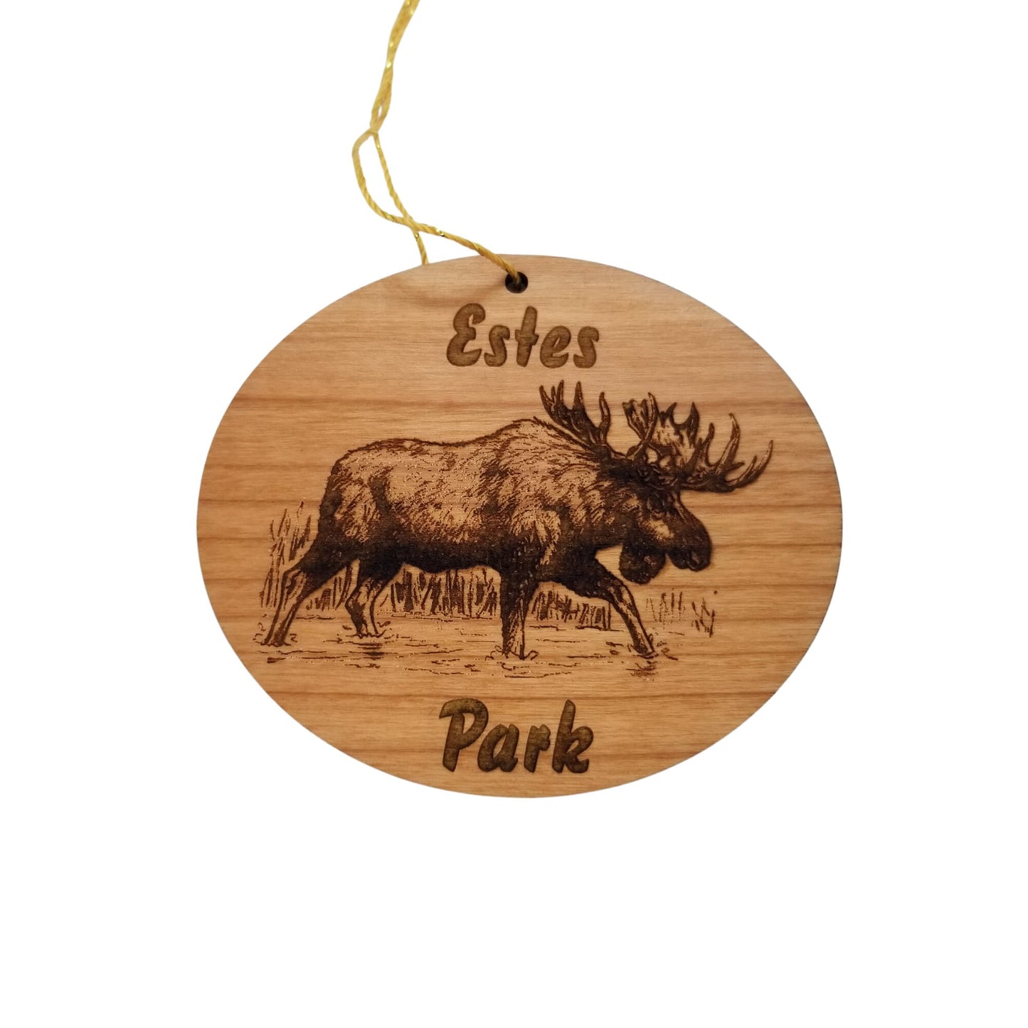 Estes Park Colorado Ornament - Moose in Water Handmade Wood Ornament - Colorado Souvenir - Christmas Travel Gift CO