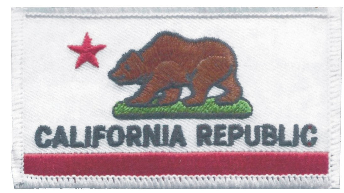 CALIFORNIA REPUBLIC flag uniform or souvenir embroidered patch - white border