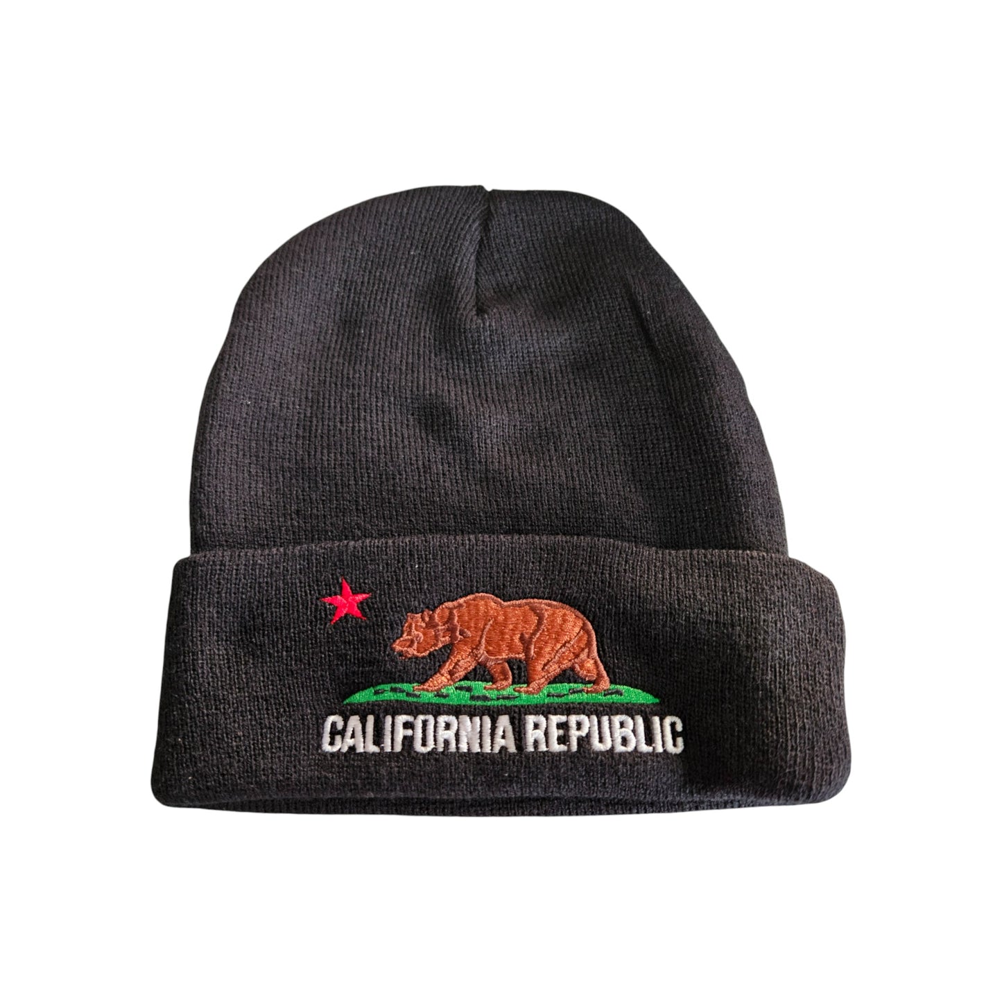 CALIFORNIA REPUBLIC flag embroidered knit beanie - 0182-1204 Hat or Cap