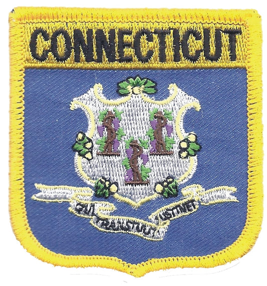 CONNECTICUT medium flag shield embroidered patch