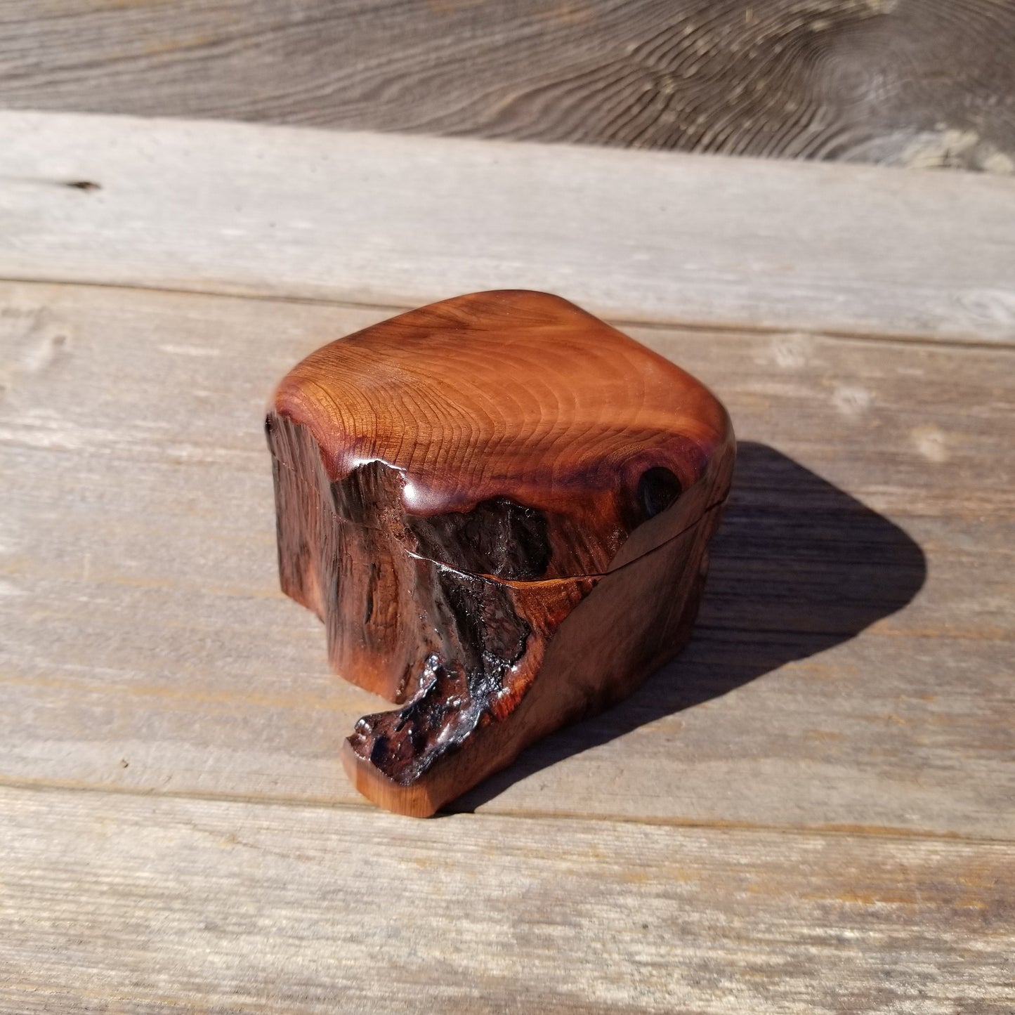 Wood Ring Box Redwood Rustic Handmade California #543 Storage Live Edge Mini Birthday Gift Christmas Gift Mother's Day Gift