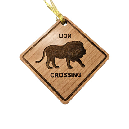 Lion Crossing Ornament - Wood Souvenir - 15225