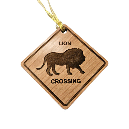 Lion Crossing Ornament - Wood Souvenir - 15225