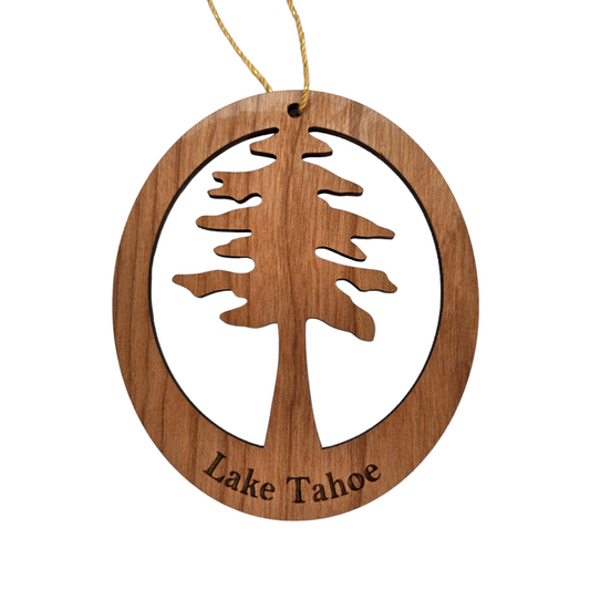 Lake Tahoe Cutout Tree Ornament Wood Souvenir Woodsy Christmas Ornament Handmade