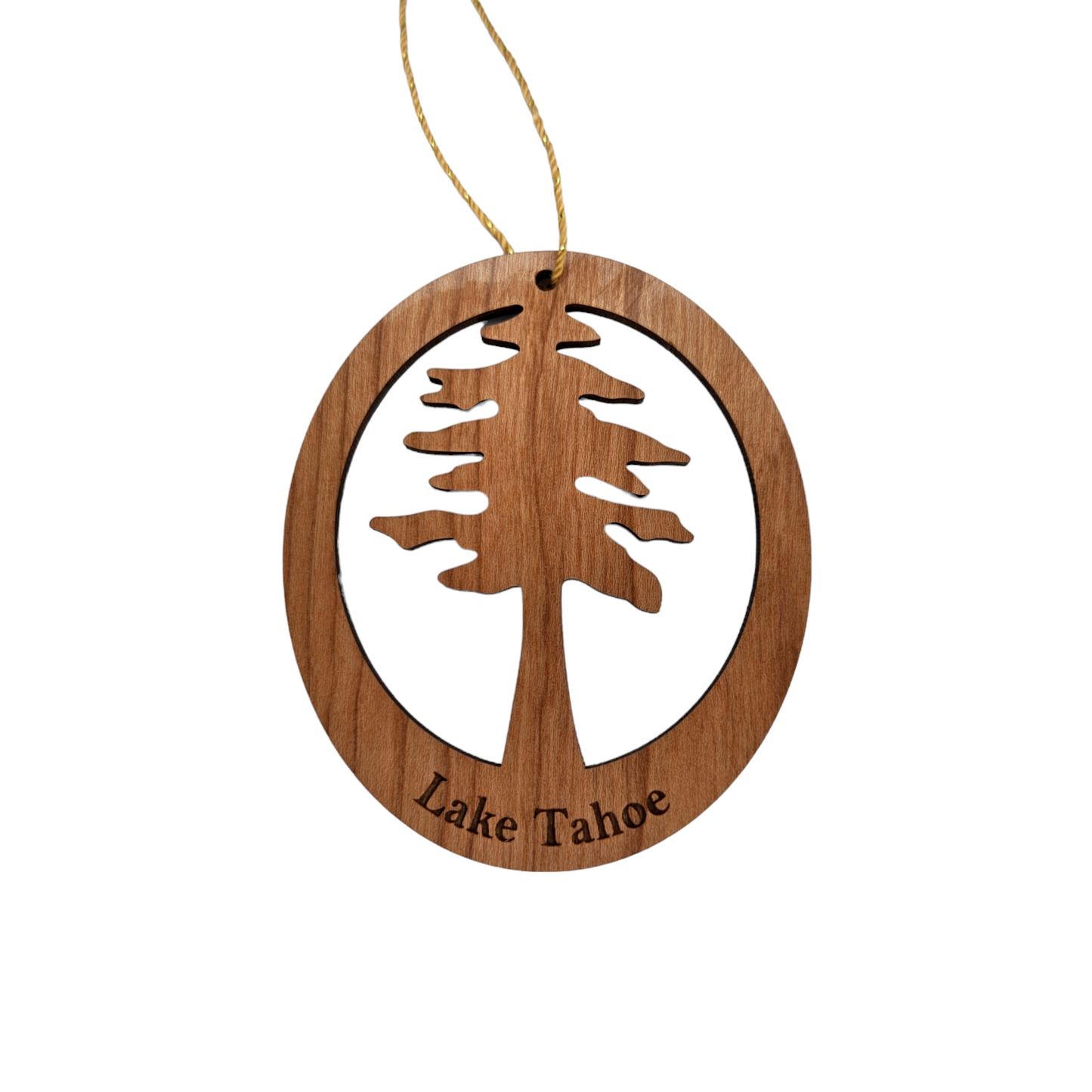 Lake Tahoe Cutout Tree Ornament Wood Souvenir Woodsy Christmas Ornament Handmade