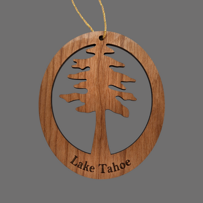 Lake Tahoe Cutout Tree Ornament Wood Souvenir Woodsy Christmas Ornament Handmade