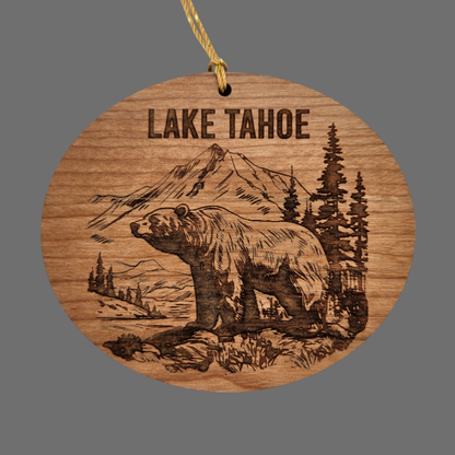 Wholesale Lake Tahoe Bear Trees Mountain Hills Ornament Wood Souvenir