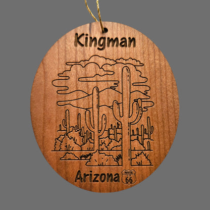 Wholesale Kingman Arizona Cacti with Route 66 Sign Wood Magnet Souvenir