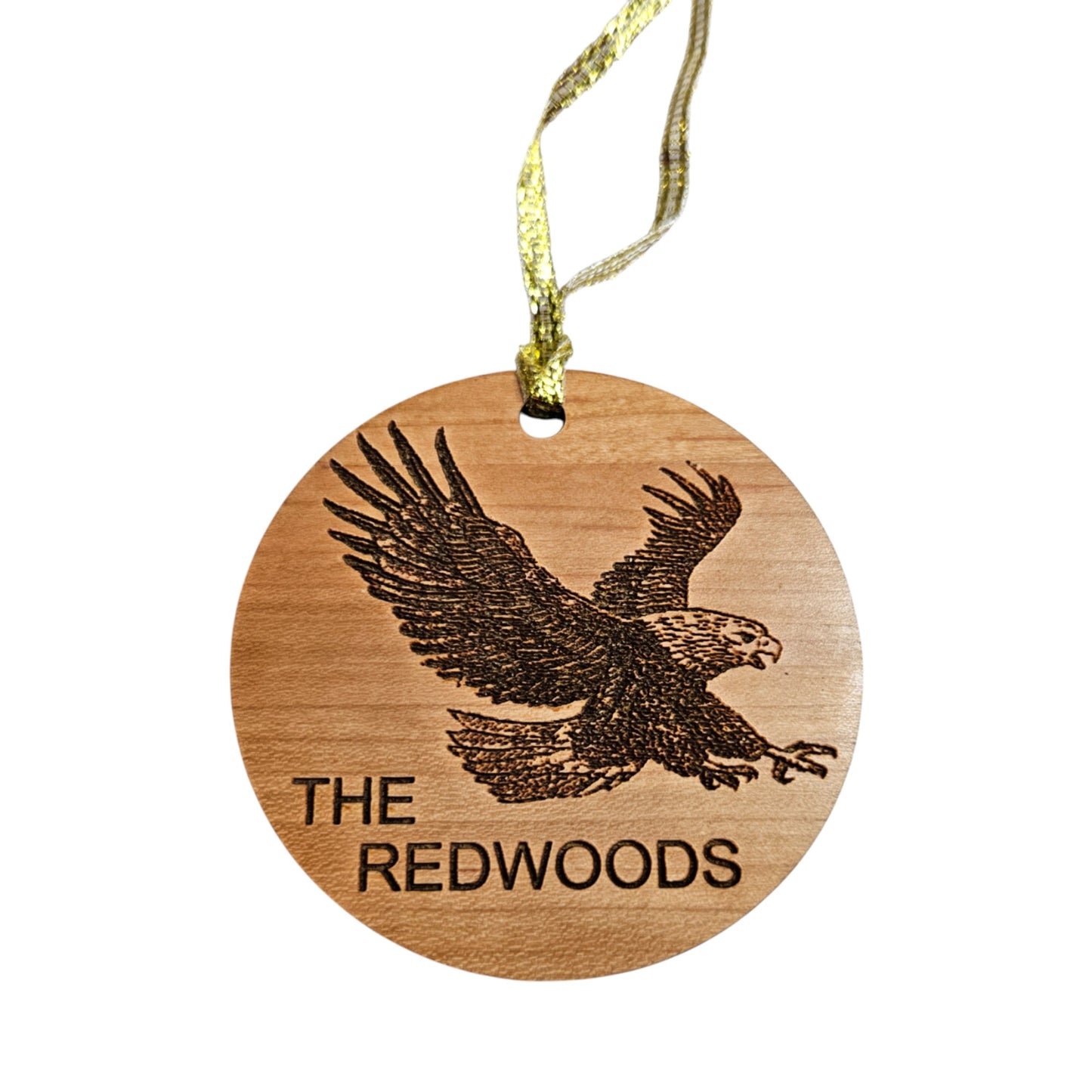 Eagle Flying The Redwoods Ornament - Handmade Wood Souvenir - 15807
