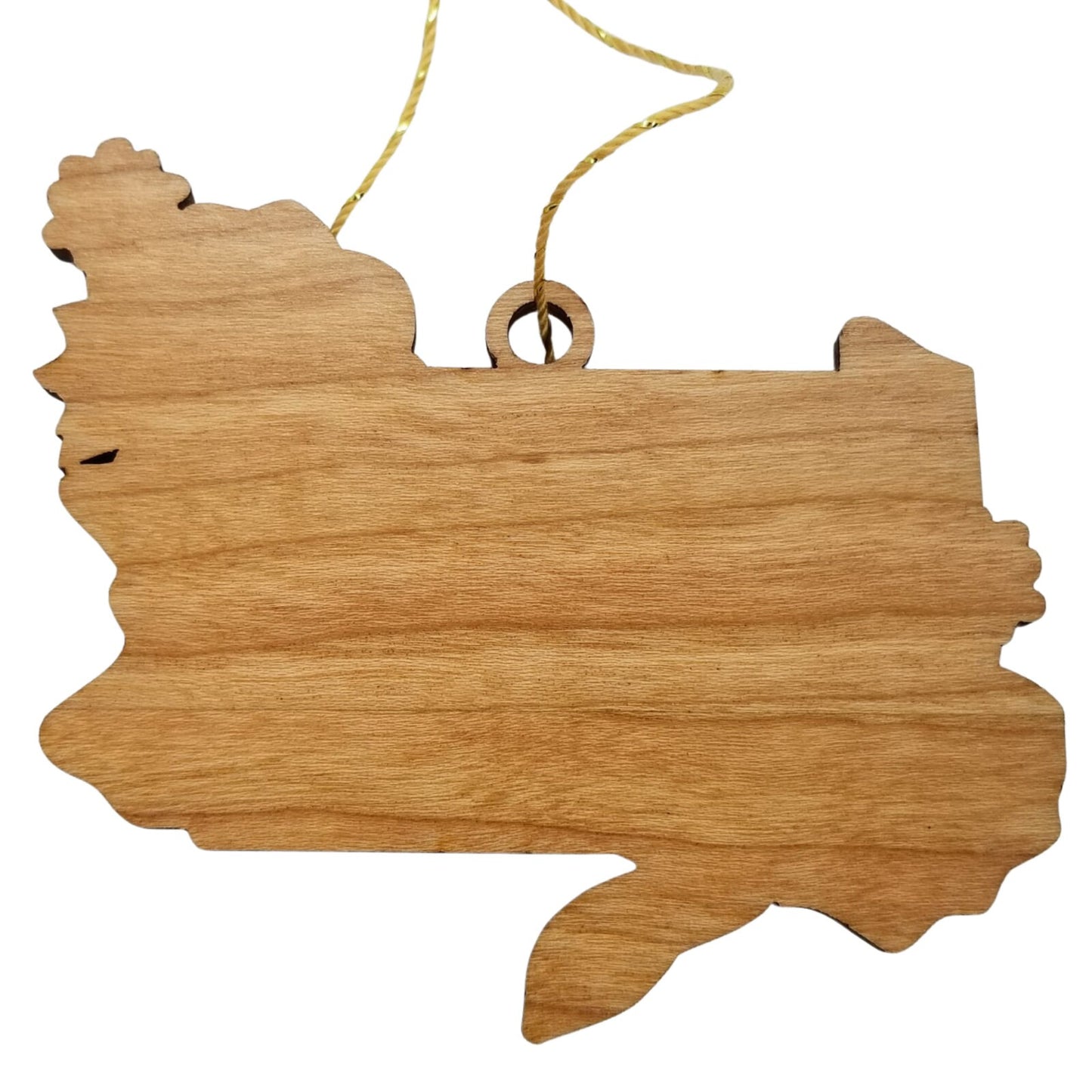 Pennsylvania Wood Ornament -  State Shape with State Flowers Mountain Laurels PA - Handmade Wood Ornament Made in USA Christmas Decor