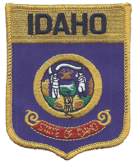 IDAHO large flag shield embroidered patch for souvenir or uniform, ID