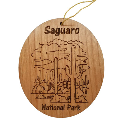 Saguaro National Park Ornament - Cactus Cacti Clouds Handmade Wood Ornament - AZ Souvenir - Christmas Travel Gift Arizona