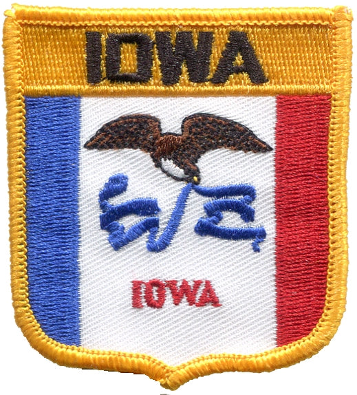 IOWA medium flag shield uniform or souvenir embroidered patch, IA