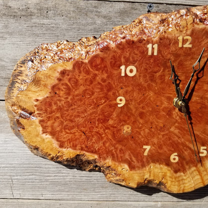 Wood Wall Clock Redwood Clock Handmade Wall Hanging Rustic Wedding Gift Burl Live Edge #554 Anniversary Small Mini