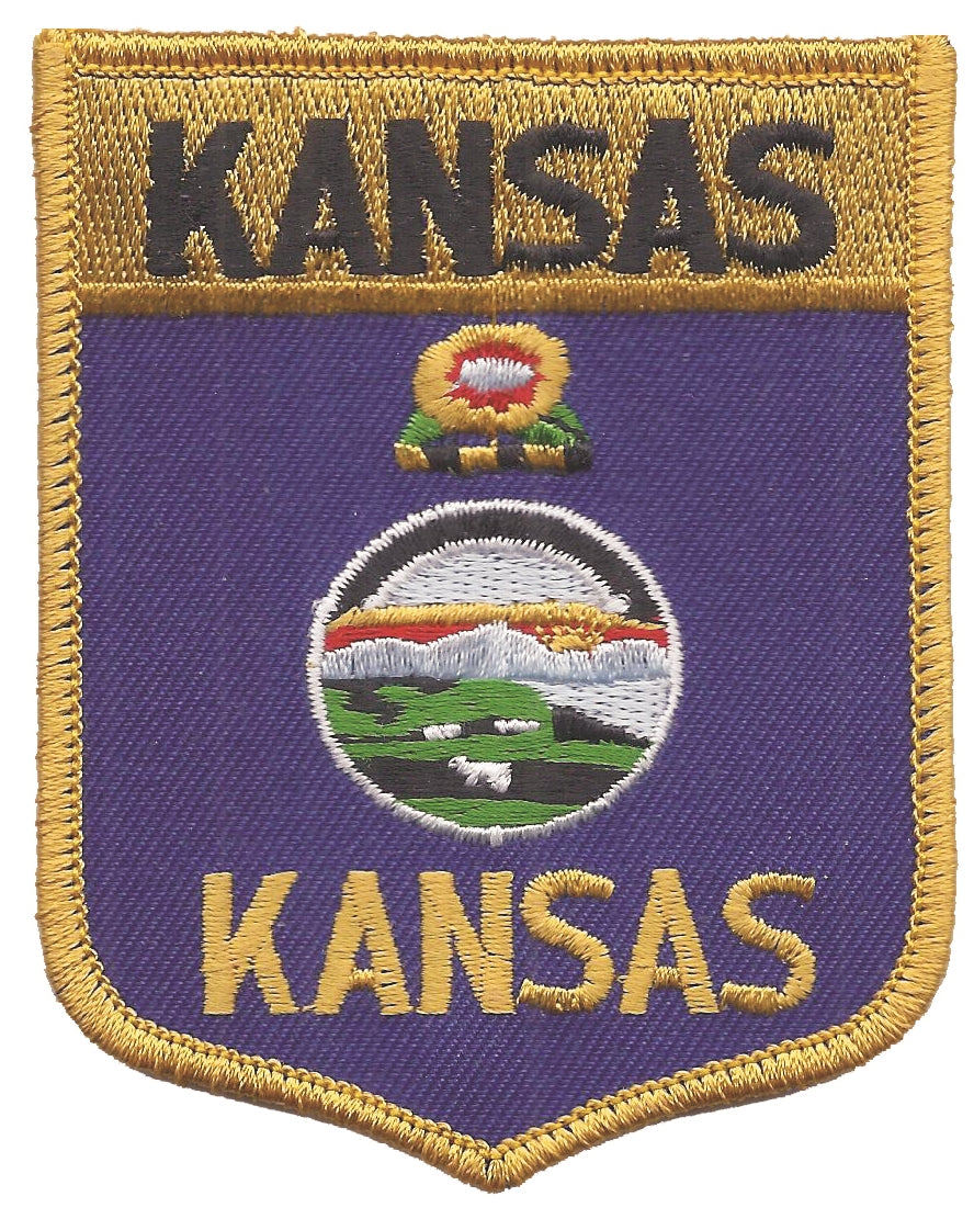 KANSAS large flag shield uniform or souvenir embroidered patch, KS