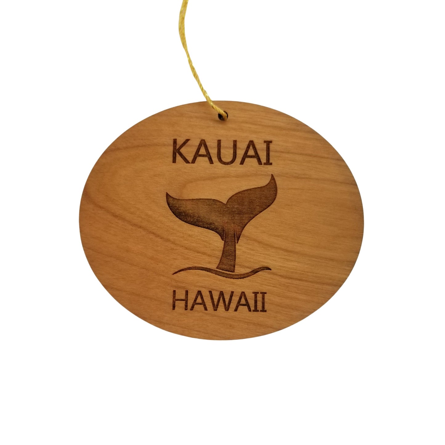 Kauai Hawaii Ornament - Handmade Wood Ornament - HI Whale Tail Whale Watching - Christmas Ornament 3 Inch