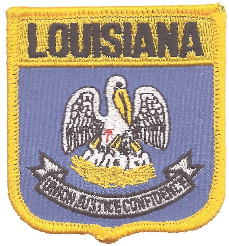 LOUISIANA medium flag shield uniform or souvenir embroidered patch, LA