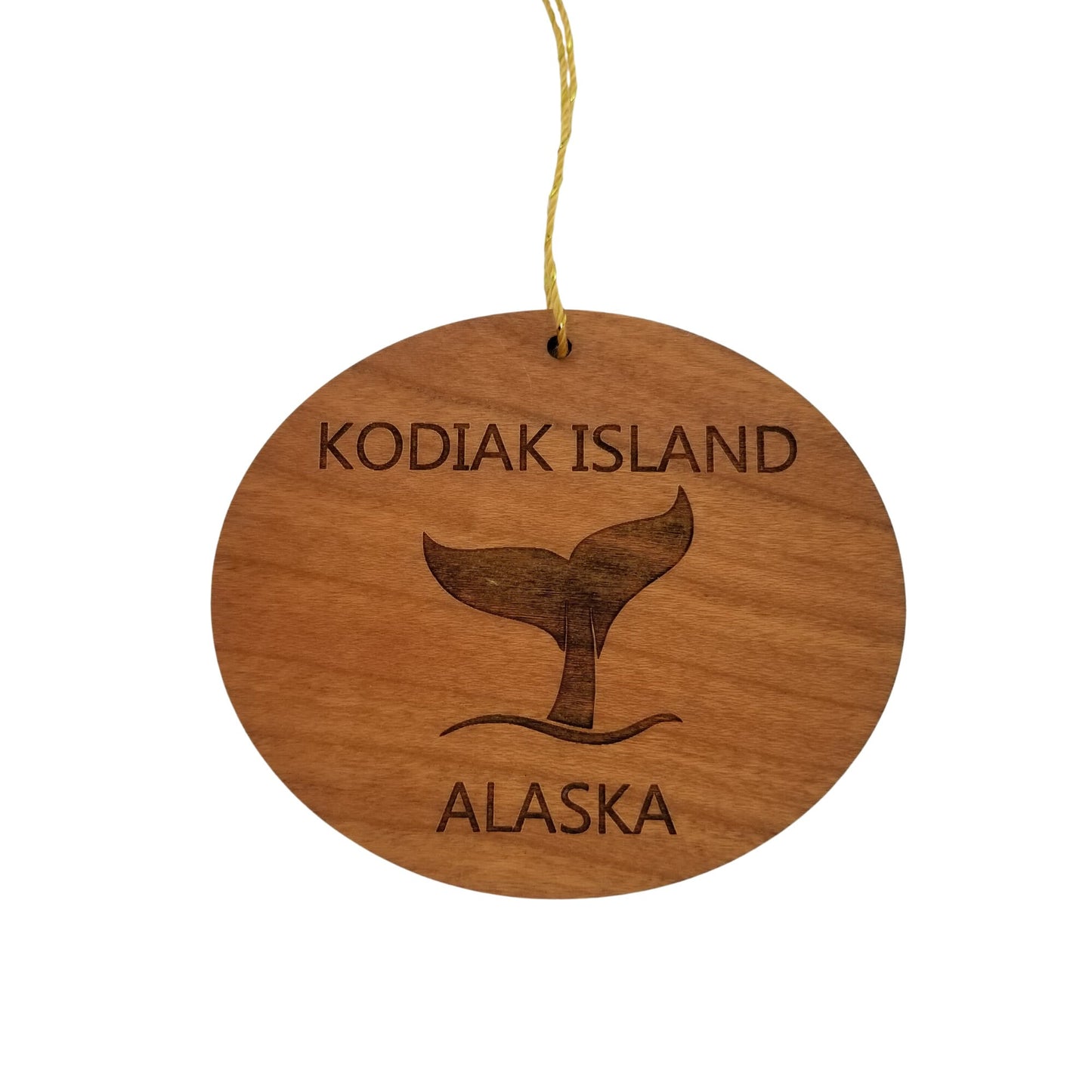 Kodiak Island Ornament - Handmade Wood Ornament - Alaska Whale Tail Whale Watching - AK Christmas Ornament 3 Inch