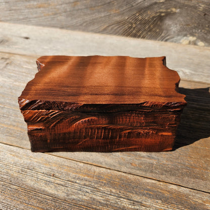 Redwood Jewelry Box Curly Wood Engraved Rustic Handmade California #659 Memento Box Dad Gift Trinkets Memories Stash Mens Valet