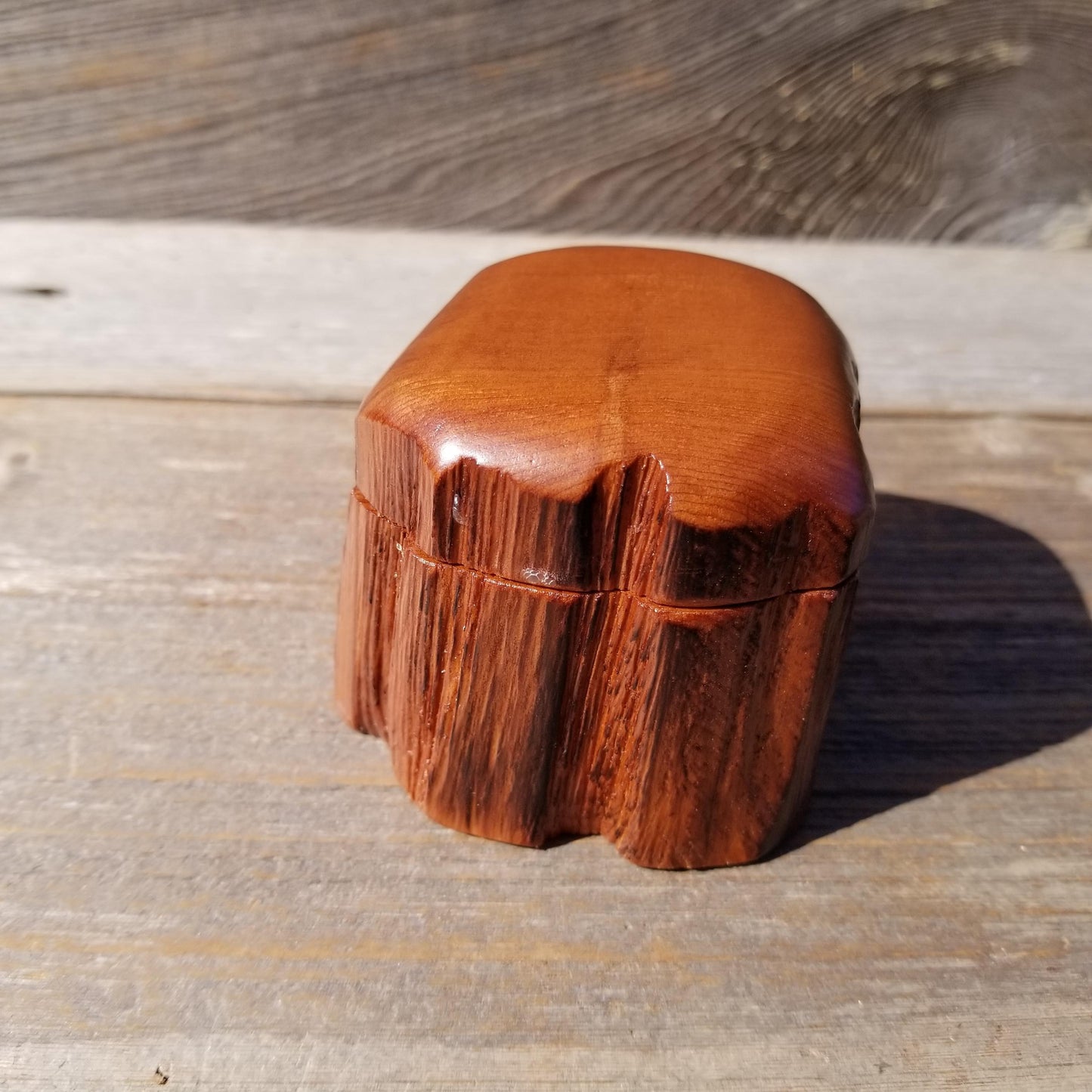 Wood Ring Box Redwood Rustic Handmade California #533 Storage Live Edge Mini Birthday Gift Christmas Gift Mother's Day Gift