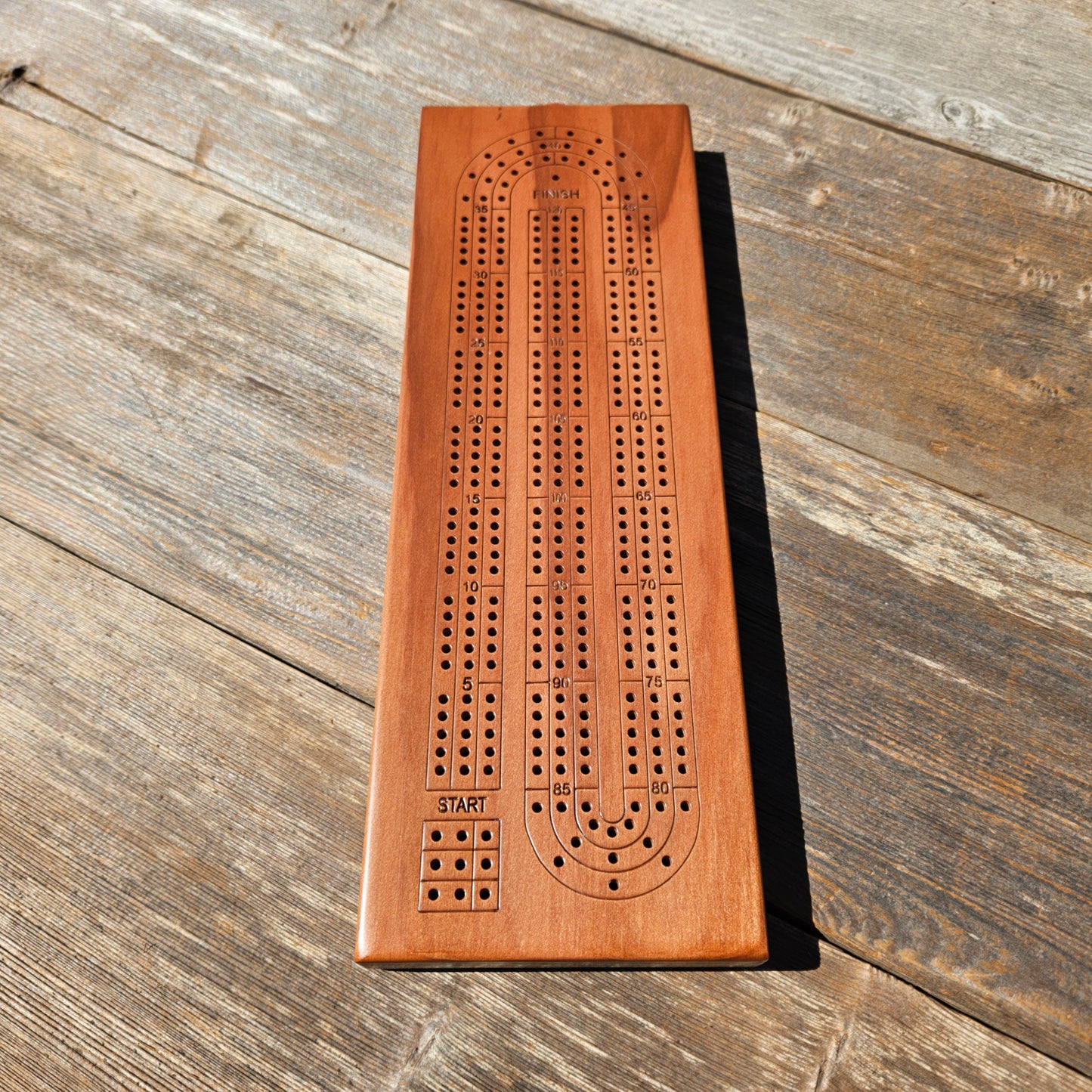 Redwood Wood Cribbage Board Handmade Laser Engraved 3 Player USA Card Game Birthday Gift Christmas Gift California Souvenir