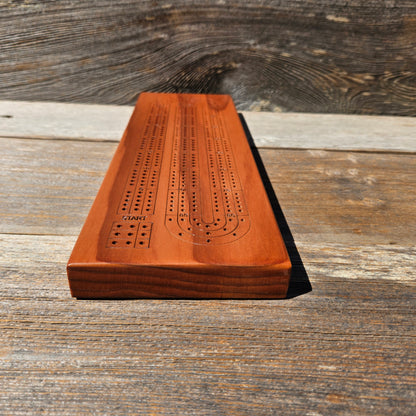 Redwood Wood Cribbage Board Handmade Laser Engraved 3 Player USA Card Game Birthday Gift Christmas Gift California Souvenir