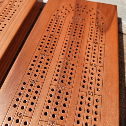 Redwood Wood Cribbage Board Handmade Laser Engraved 3 Player USA Card Game Birthday Gift Christmas Gift California Souvenir