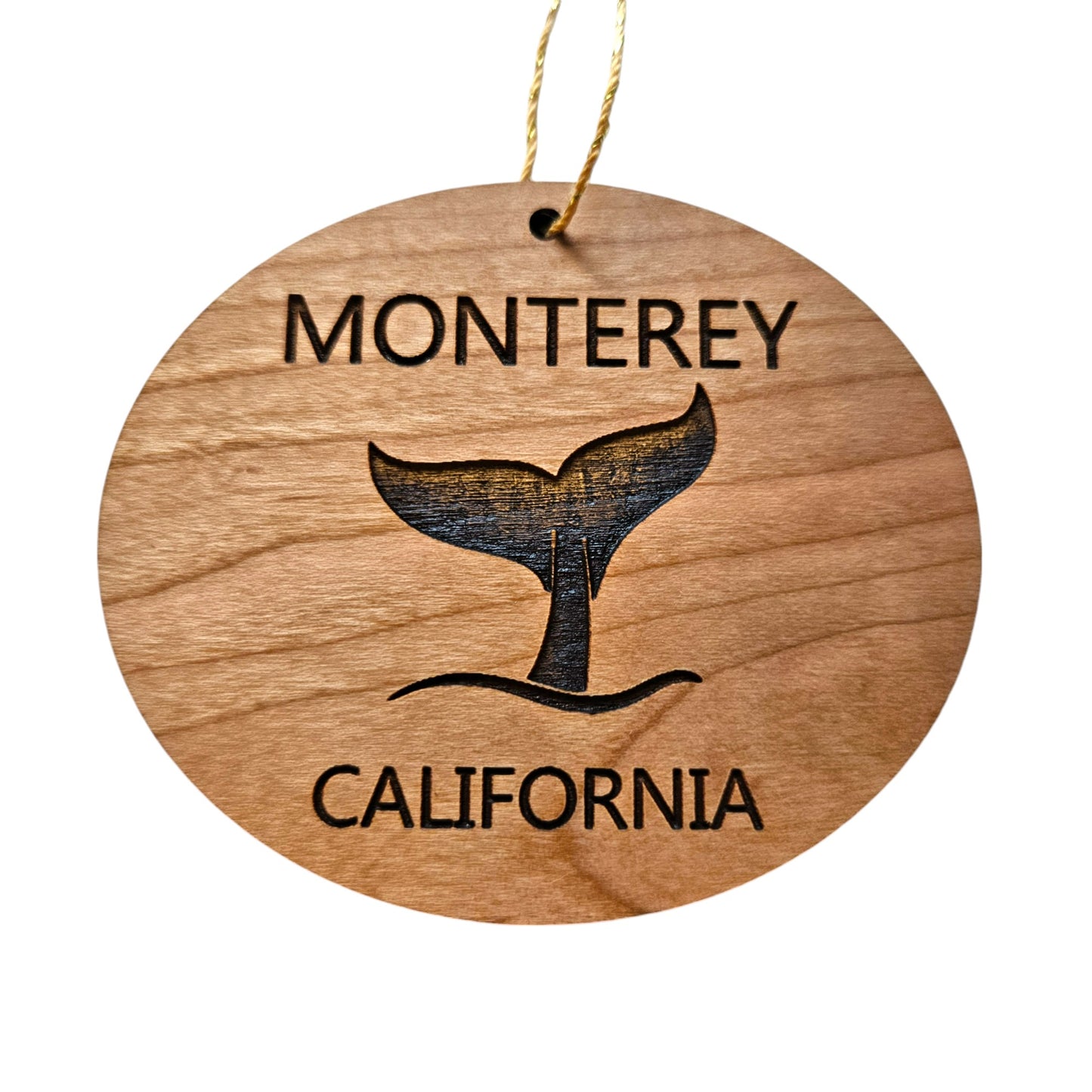 Monterey California Ornament - Handmade Wood Ornament - CA Whale Tail Whale Watching - Christmas Ornament 3 Inch