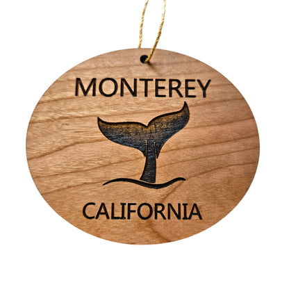 Monterey California Ornament - Handmade Wood Ornament - CA Whale Tail Whale Watching - Christmas Ornament 3 Inch