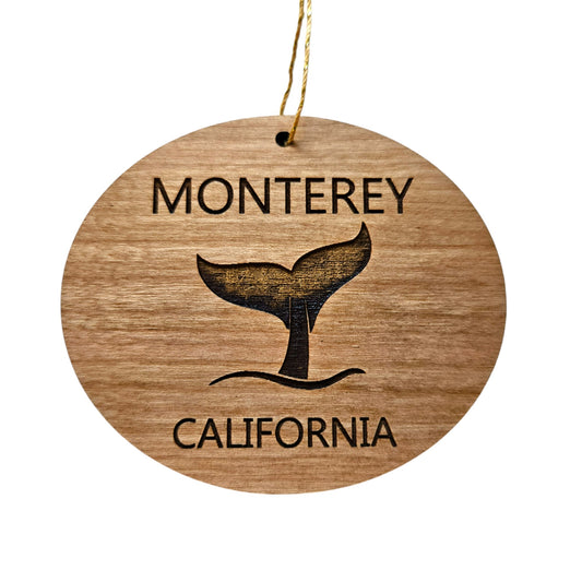 Monterey California Ornament - Handmade Wood Ornament - CA Whale Tail Whale Watching - Christmas Ornament 3 Inch