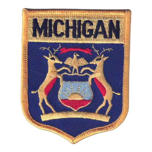 MICHIGAN Lg Flag Shield Souvenir Patch - 2102
