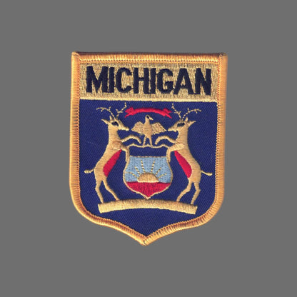 MICHIGAN Lg Flag Shield Souvenir Patch - 2102