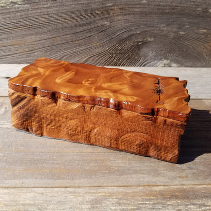 Wood Valet Box Curly Redwood Tree Engraved Rustic Handmade CA Storage #589 Handcrafted Christmas Gift Engagement Gift for Men Jewelry