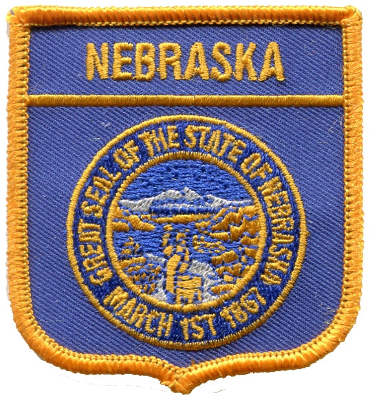 NEBRASKA medium flag shield souvenir embroidered patch, NE